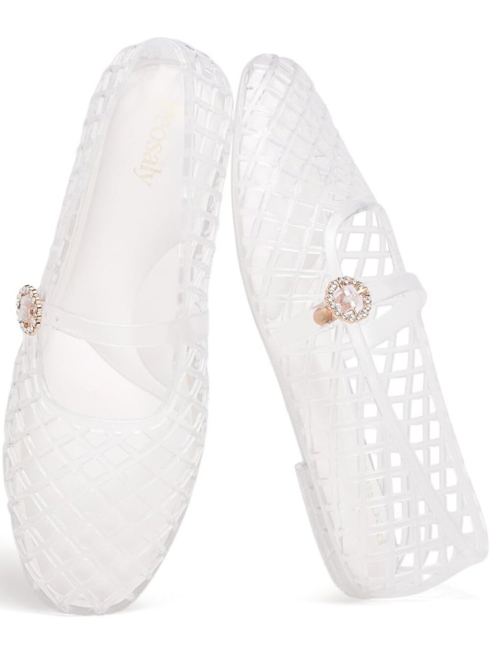 Women's Clear Comfortable Slip on Outfit Pointed Toe Closed Toe Jelly Flat Shoes